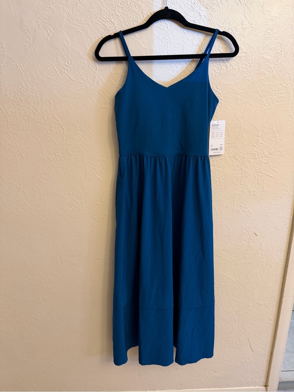 Athleta Teal Maxi Dress with V-Neck and Spaghetti Straps new